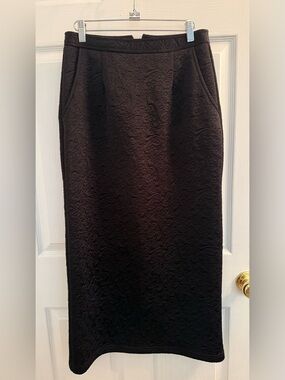 Textured Black Pencil Skirt for Women